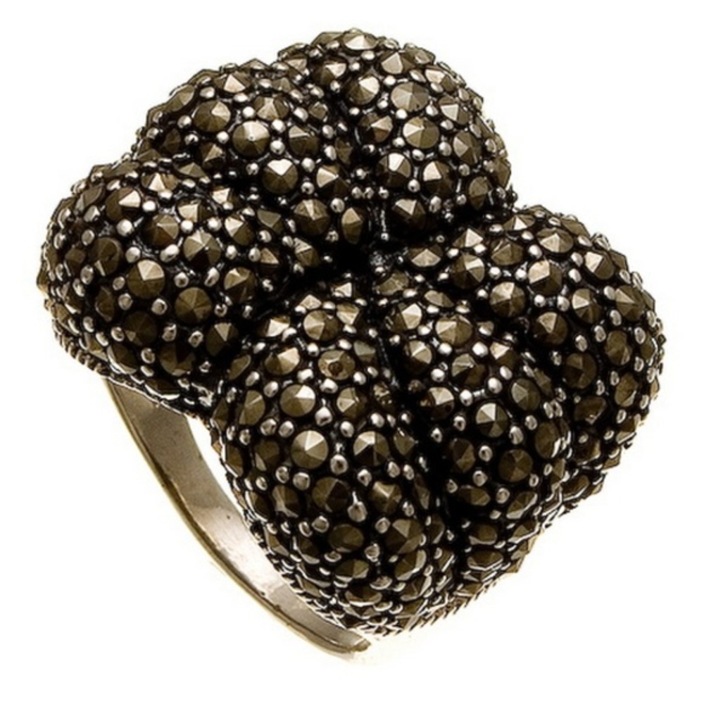 Sterling Silver Marcasite Cluster Cocktail Ring